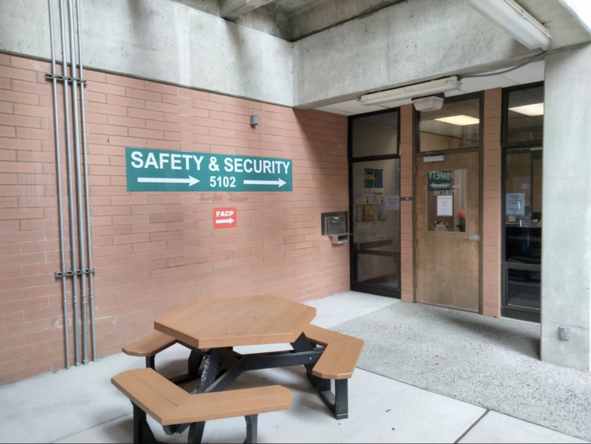 The entrance to the Safety and Security Department's office (Room 5102) in the FOSS (5000) Building.